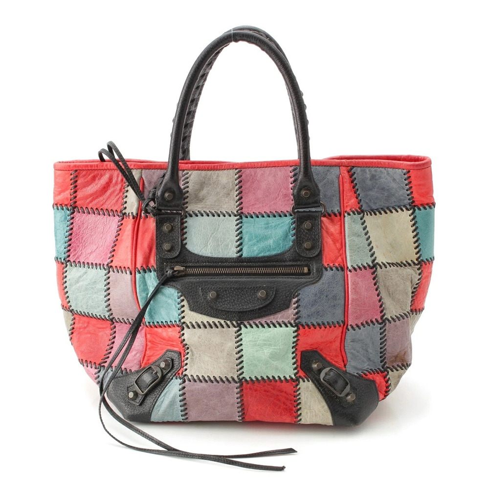 Balenciaga The Sunday Leather Patchwork Tote Bag Handbag Multicolor